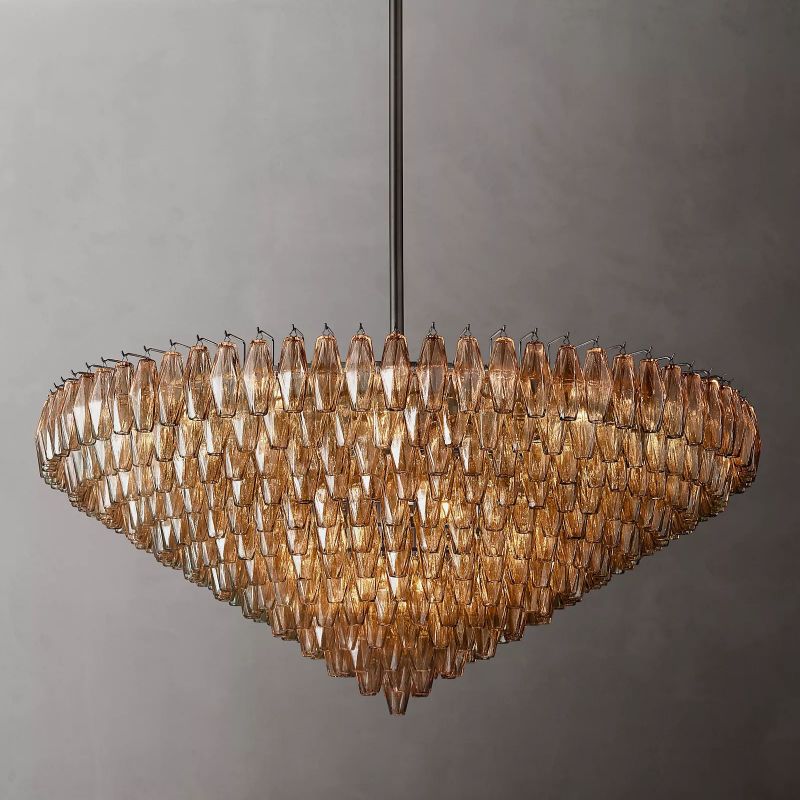 Chara Smoke Glass Tiered Round Chandelier 62"