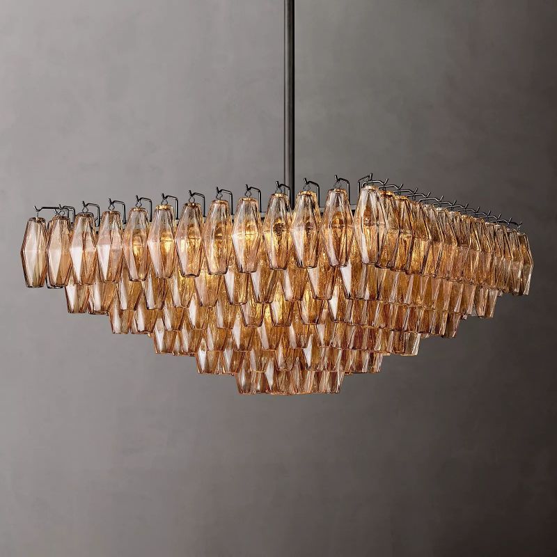 Chara Smoke Glass Square Chandelier 32"