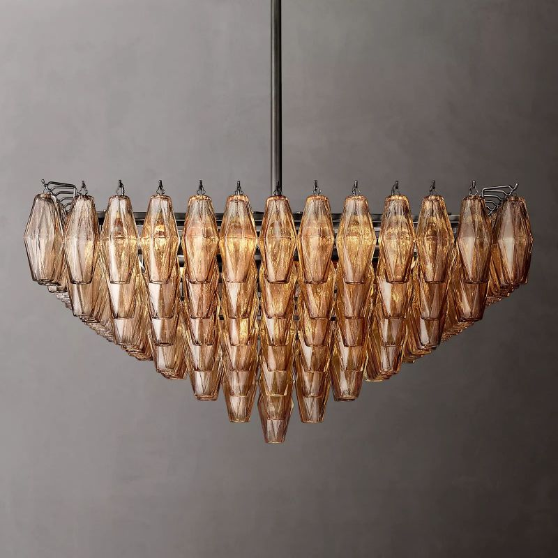 Chara Smoke Glass Square Chandelier 32"