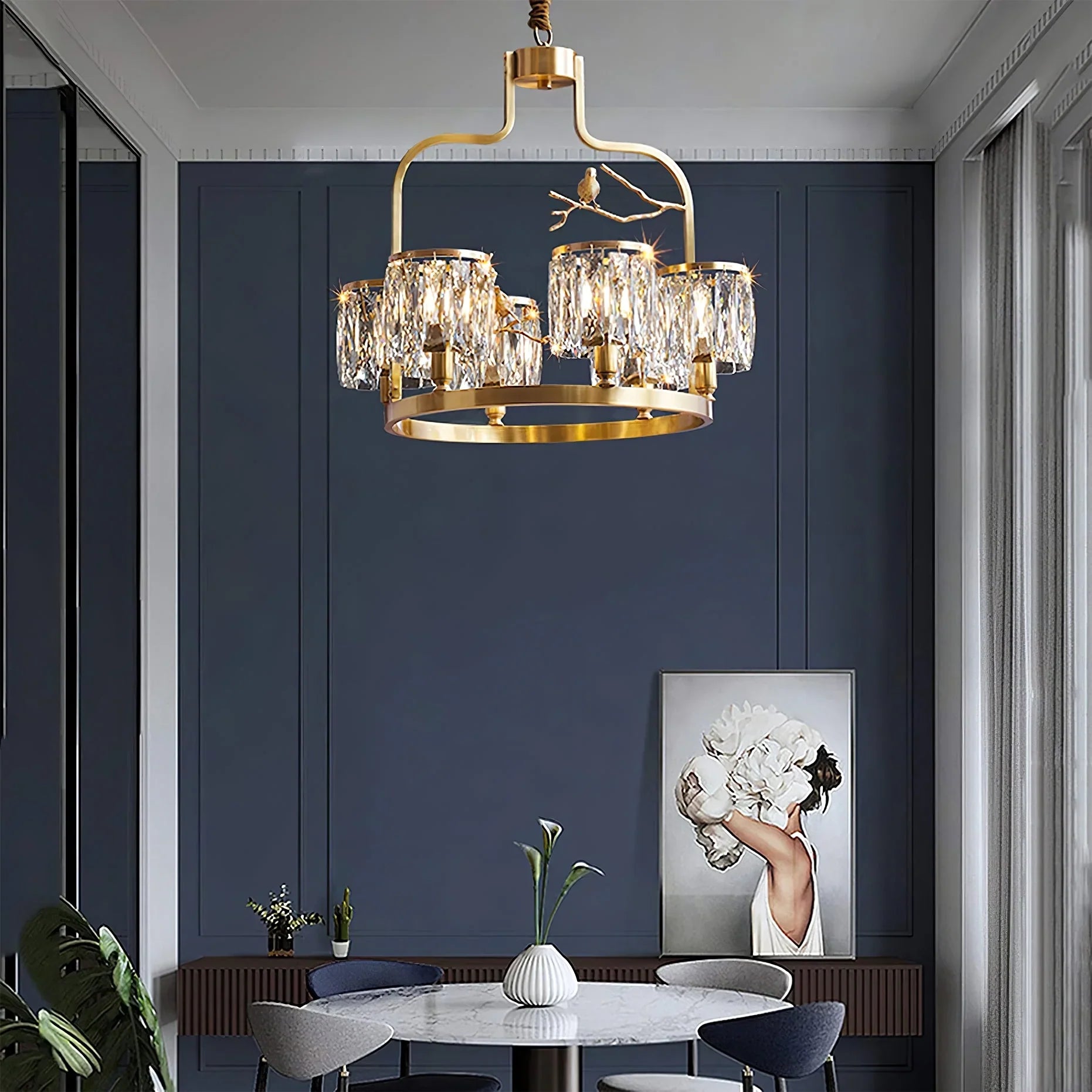 Birdy Crystal Bird Chandelier