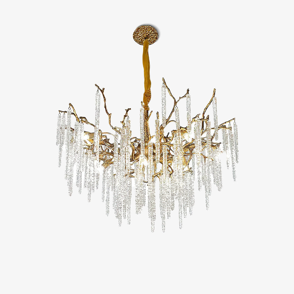Annata Crystal Icicles Branch Brass Chandelier
