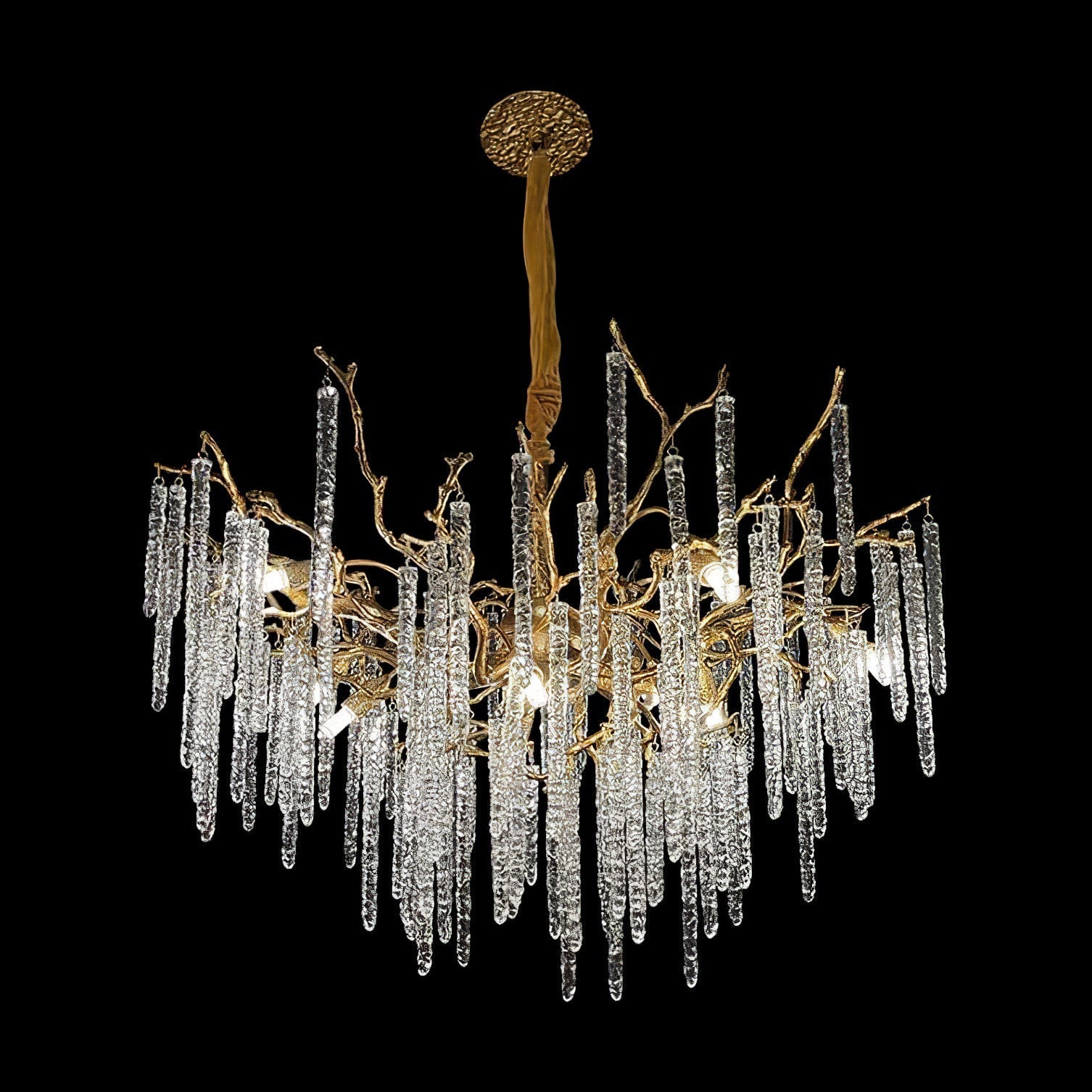 Annata Crystal Icicles Branch Brass Chandelier
