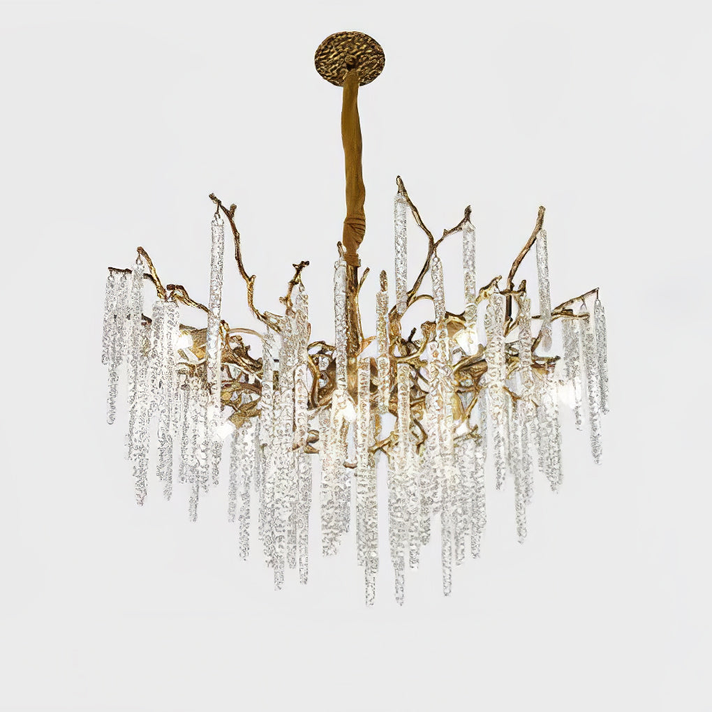 Annata Crystal Icicles Branch Brass Chandelier
