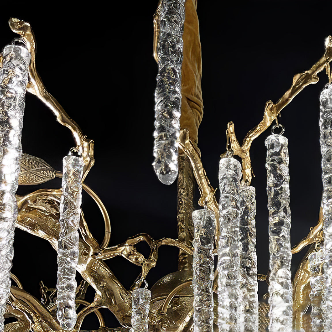 Annata Crystal Icicles Branch Brass Chandelier