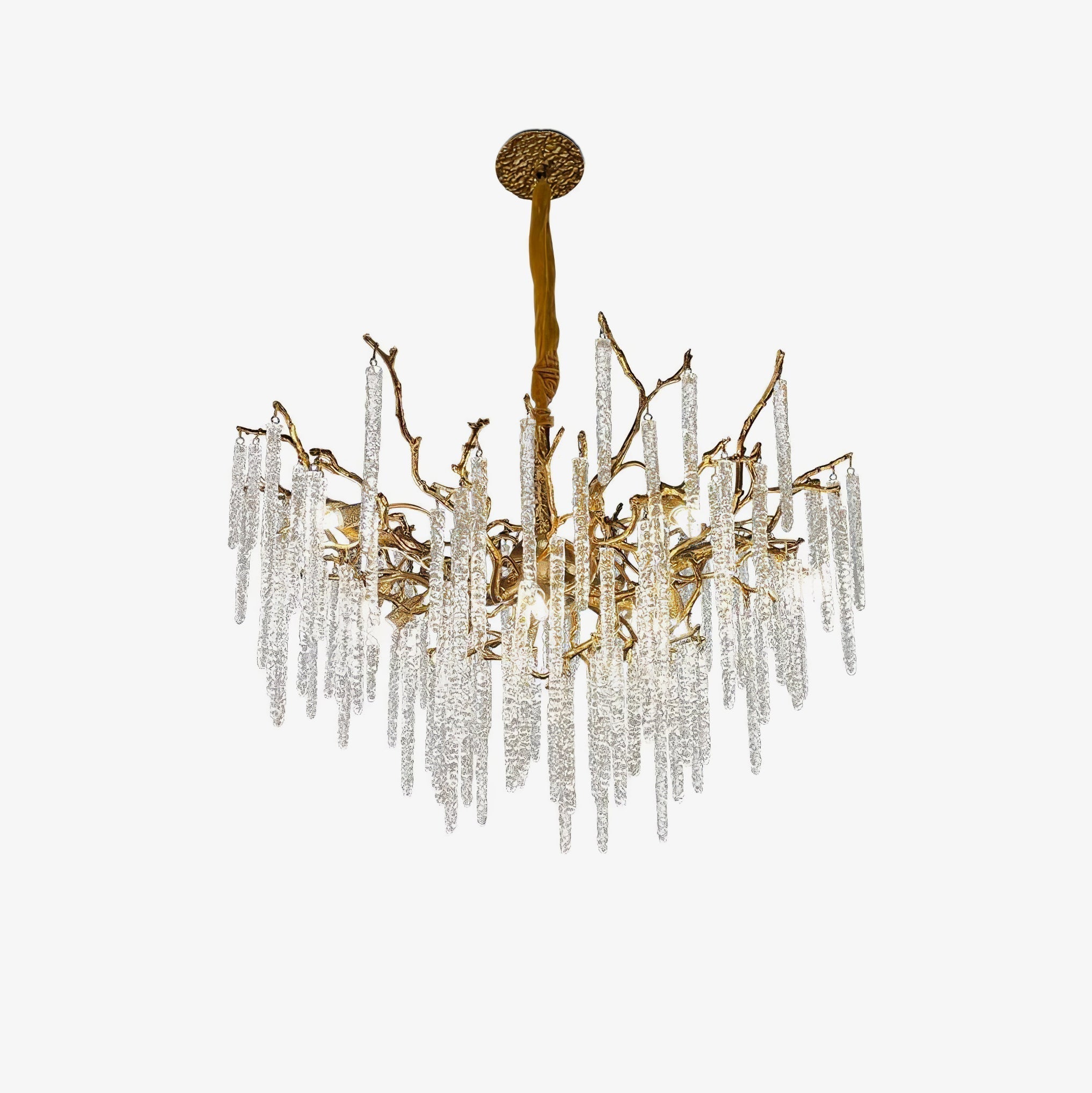 Annata Crystal Icicles Branch Brass Chandelier