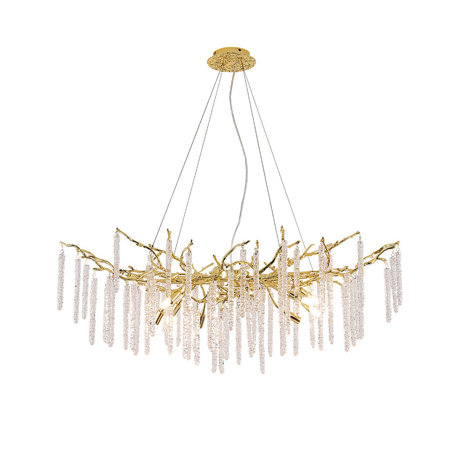 Annata Crystal Icicles Branch Brass Chandelier