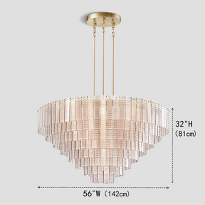 Cuirass Round Ribbed Glass Tile Chandelier Collection