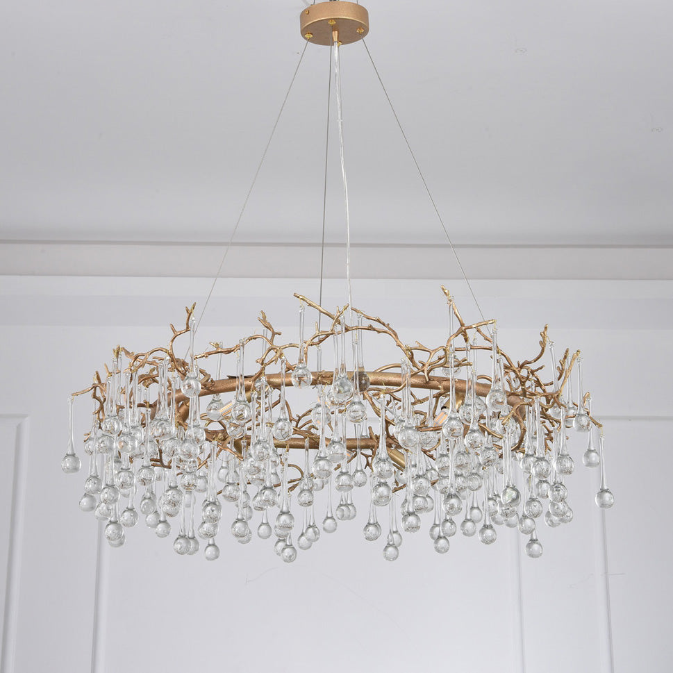 Round Small Water Drop Chandelier 35.4"