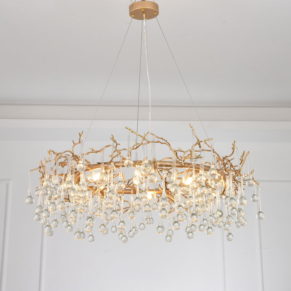 Round Small Water Drop Chandelier 35.4"