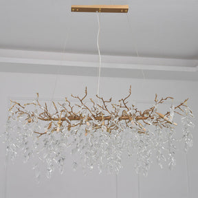 Drop shape Gold Clear Crystal Chandelier For Living Room