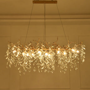 Drop shape Gold Clear Crystal Chandelier For Living Room