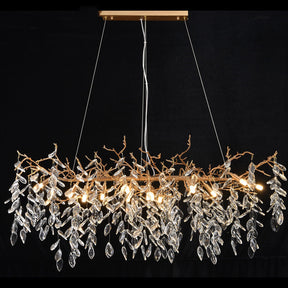 Drop shape Gold Clear Crystal Chandelier For Living Room