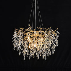 Talia  Round Gold Clear Crystal Chandelier