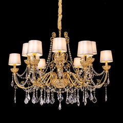 12 lights brass chandelier with shades