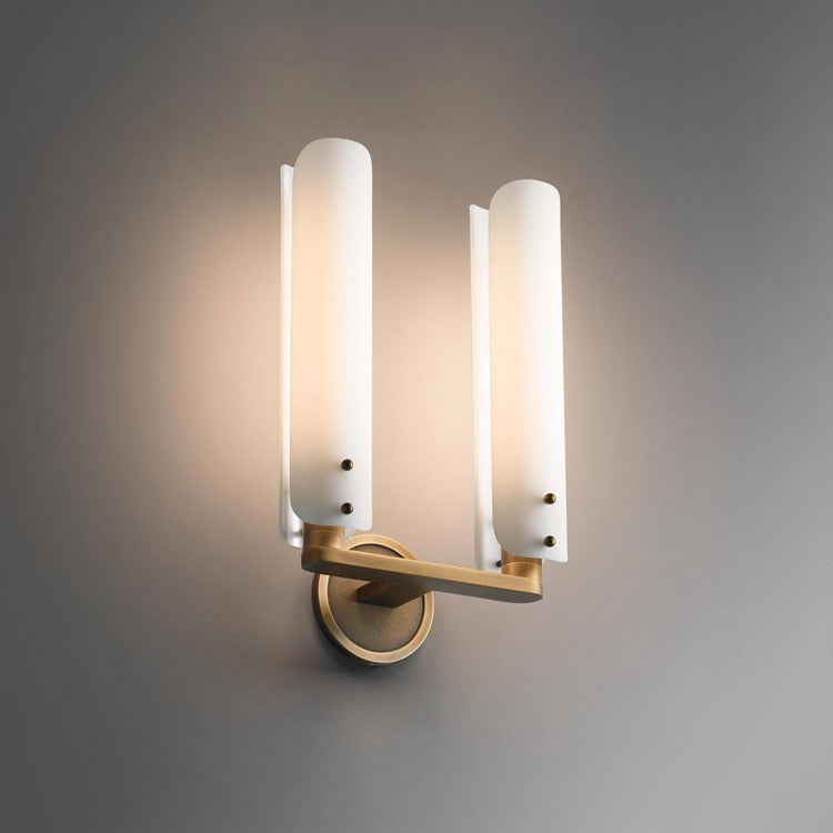 Alle White Shade 2-Head Wall Sconce 16"H