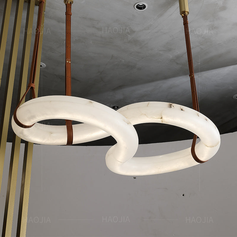 Designer Symmetrical Contemporary Nordic Alabaster Chandelier