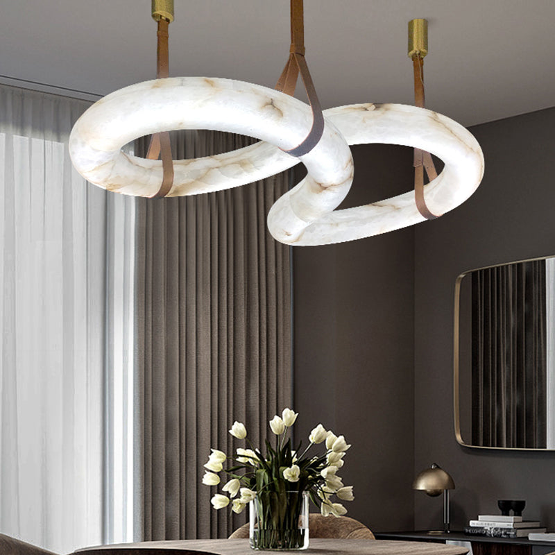 Designer Symmetrical Contemporary Nordic Alabaster Chandelier