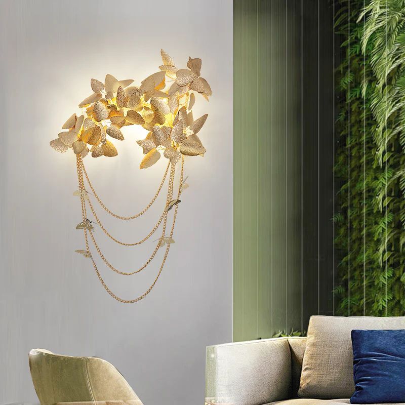 Modern Nature Golden Leaf Sconce 23.6"  47.2"