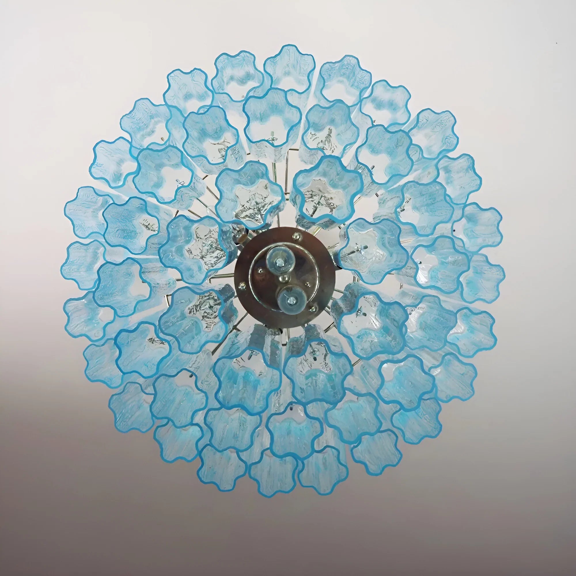 Elegant Blue Murano Glass Tube Chandelier 25.6"