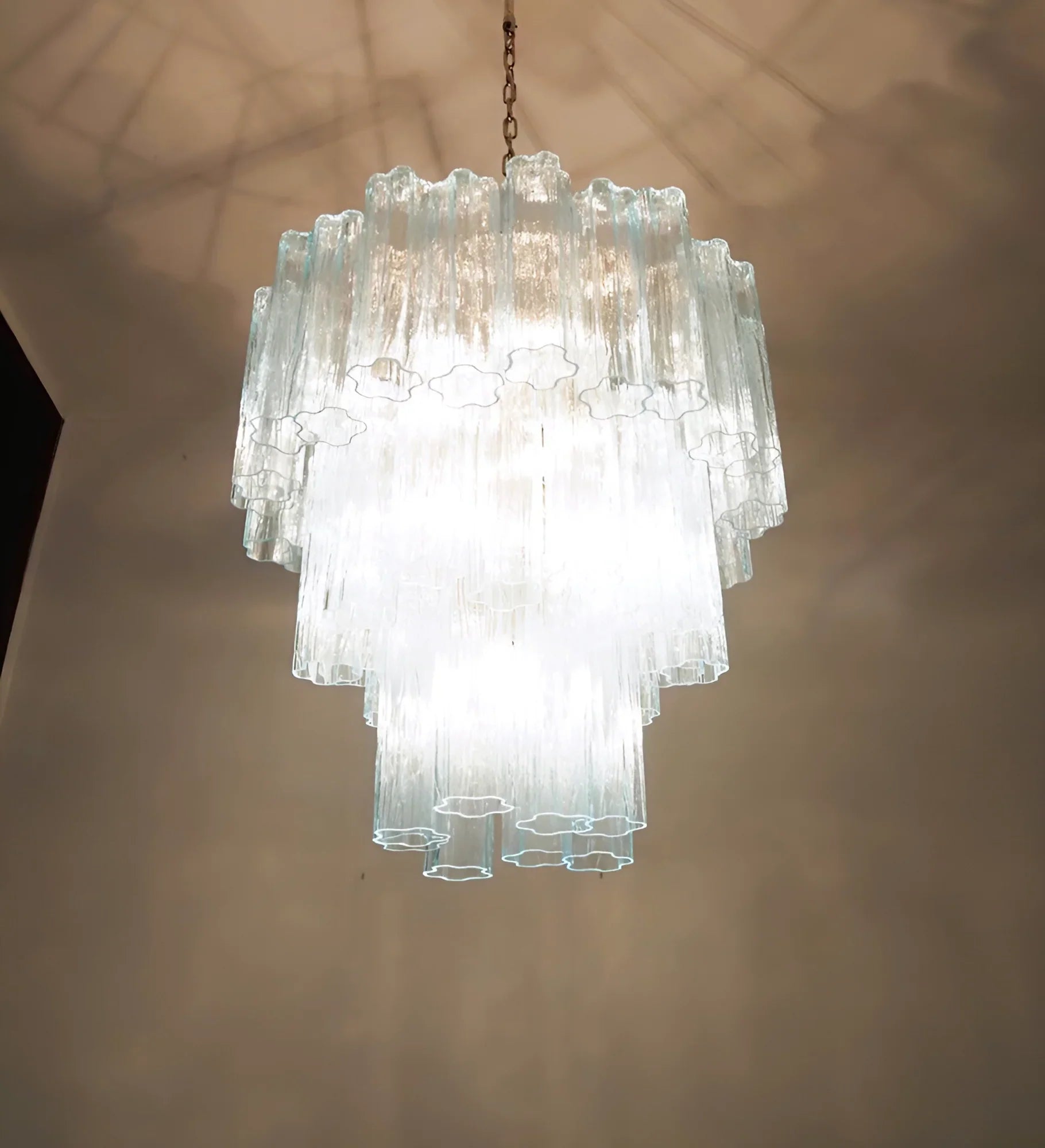 Elegant Blue Murano Glass Tube Chandelier 25.6"