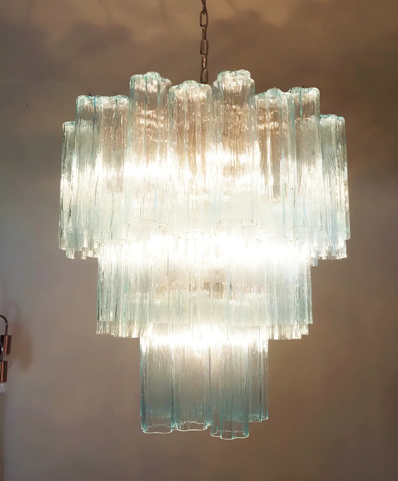 Elegant Blue Murano Glass Tube Chandelier 25.6"