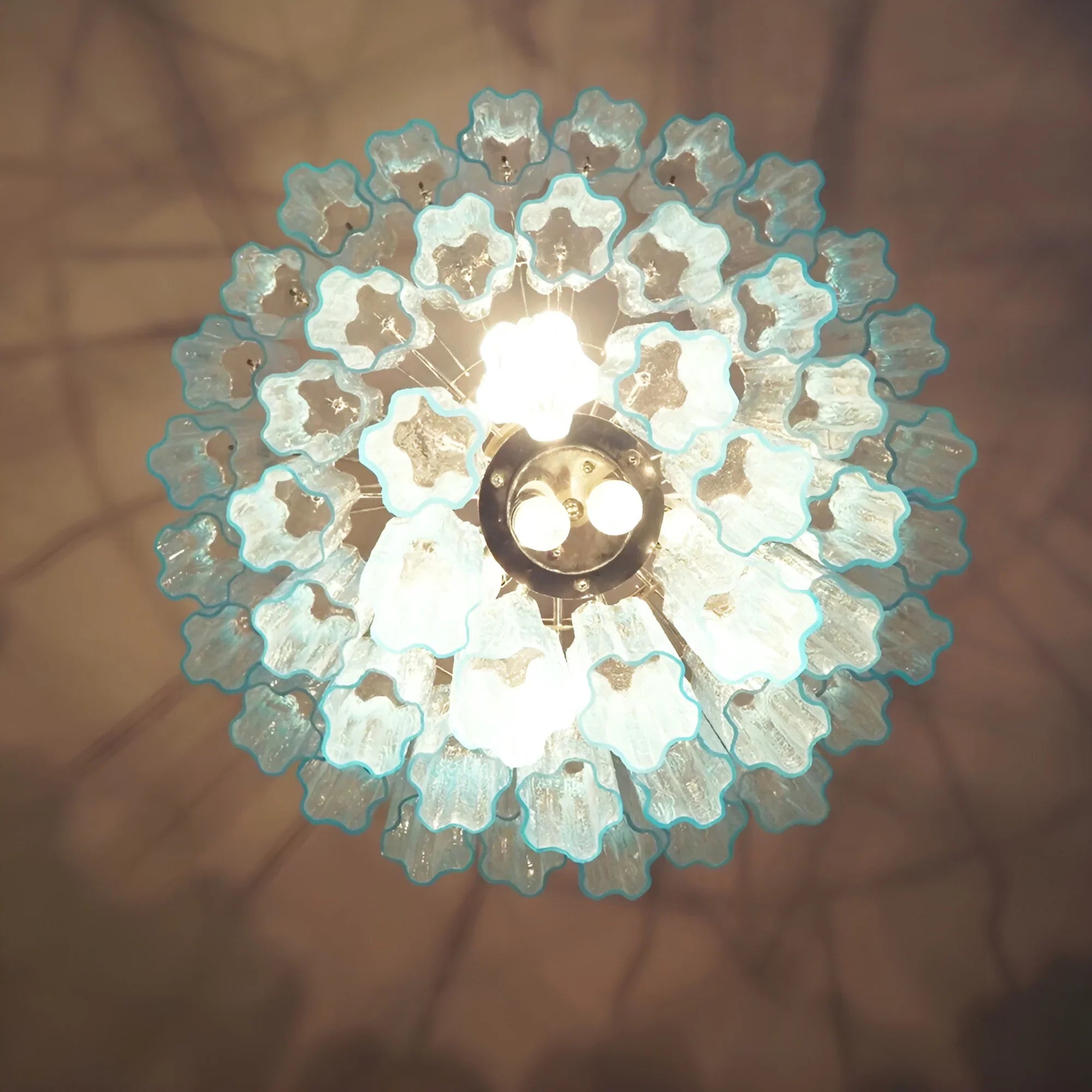 Elegant Blue Murano Glass Tube Chandelier 25.6"