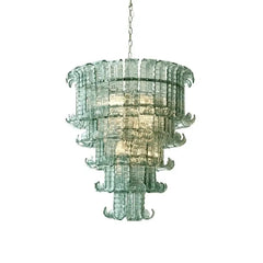 Elegant Leaf-Shaped Murano Glass Chandelier 27.6"
