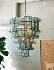 Elegant Leaf-Shaped Murano Glass Chandelier 27.6"