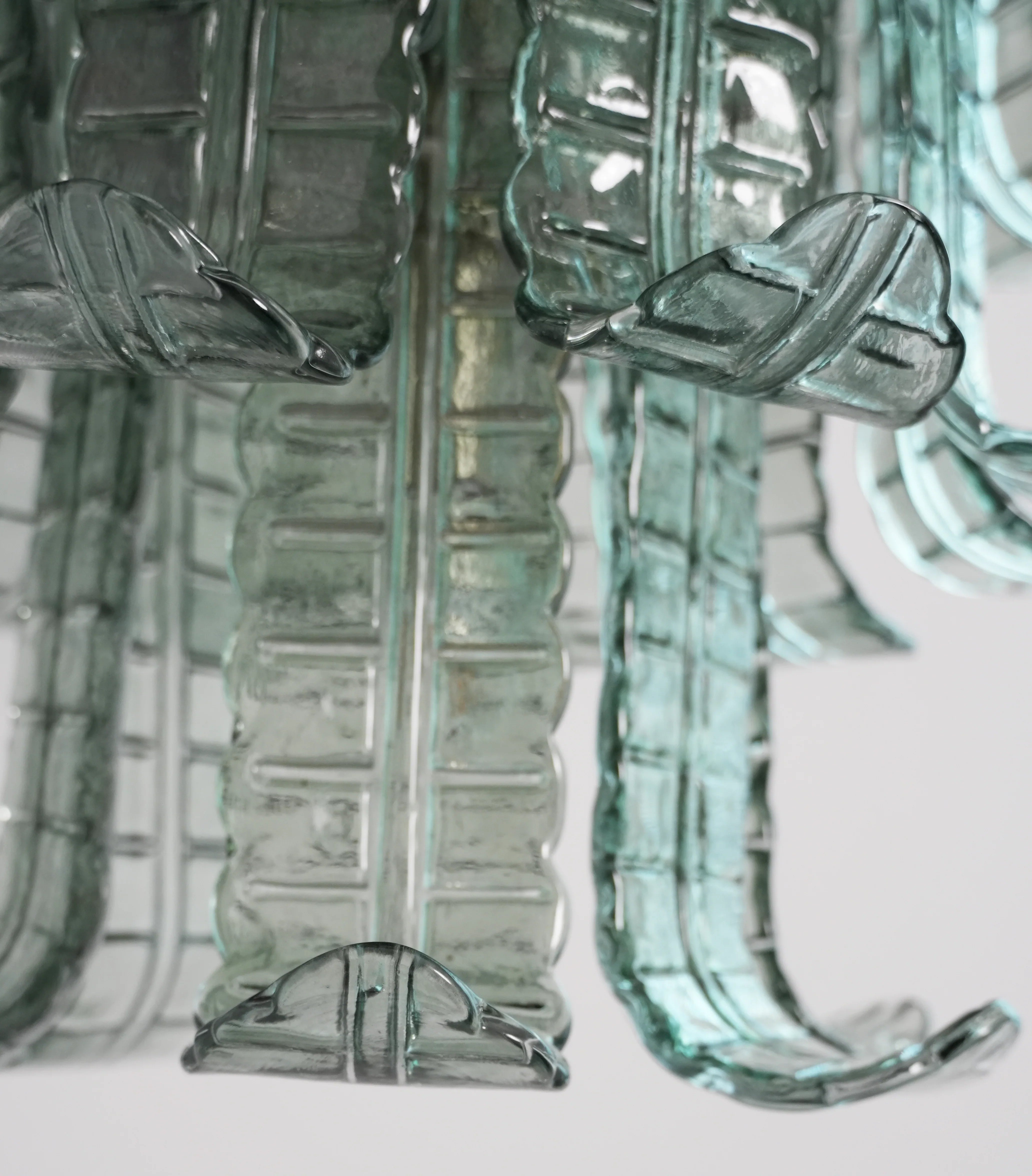 Elegant Leaf-Shaped Murano Glass Chandelier 27.6"