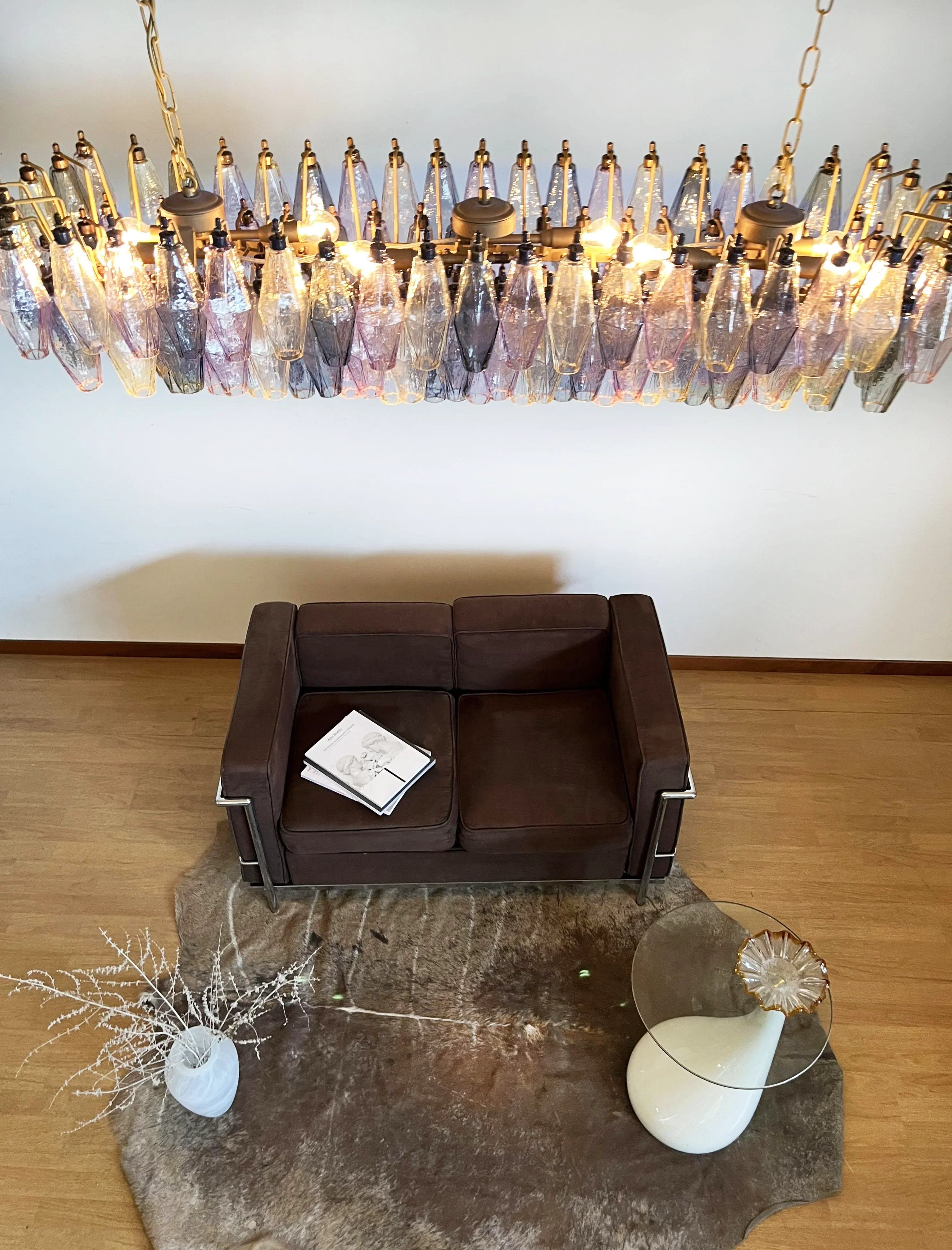 Elegant Multicolored Murano Poliedri Glass Chandelier 49"