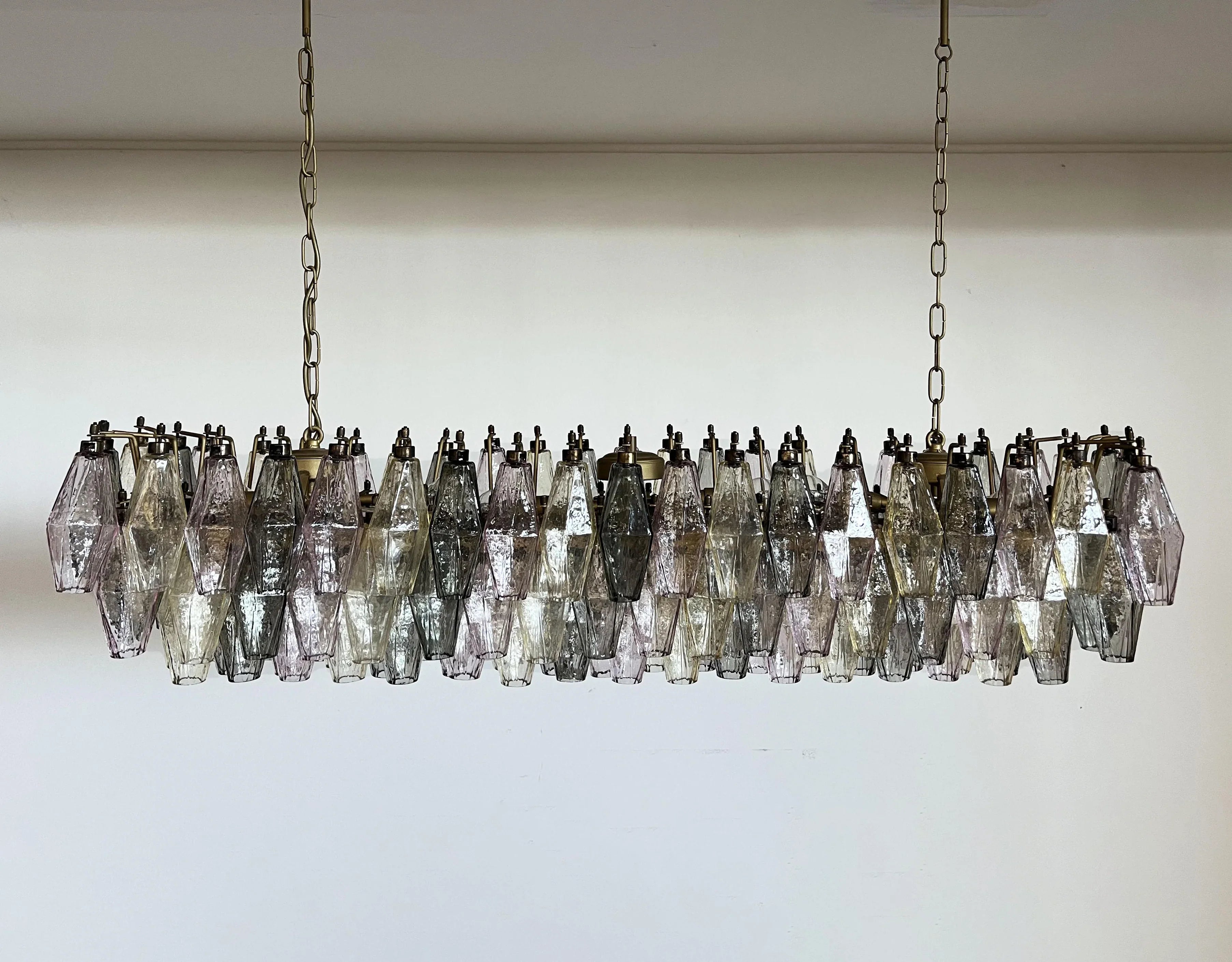 Elegant Multicolored Murano Poliedri Glass Chandelier 49"