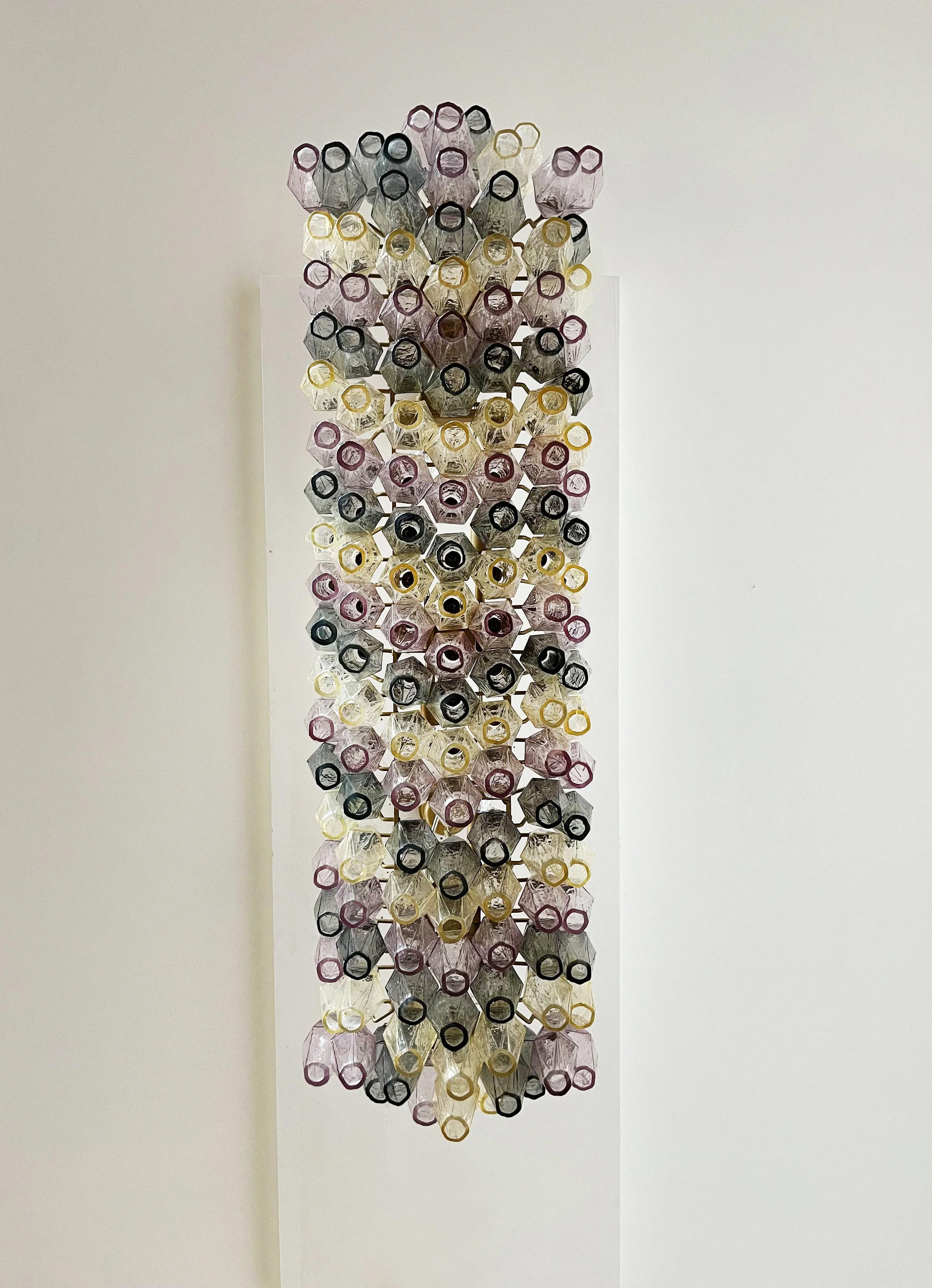 Elegant Multicolored Murano Poliedri Glass Chandelier 49"