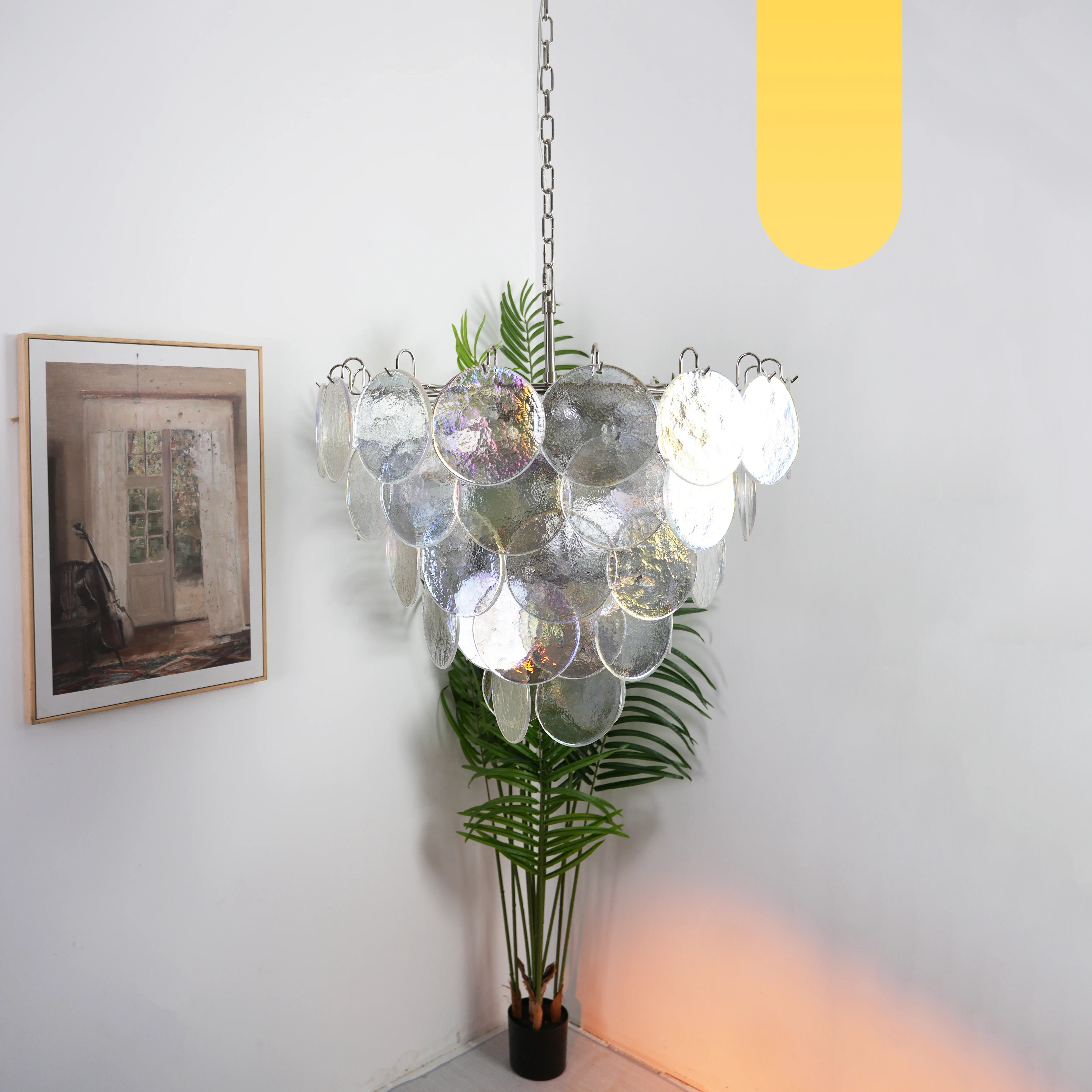 Elegant Murano Disc Iridescent Chandelier 27.6"