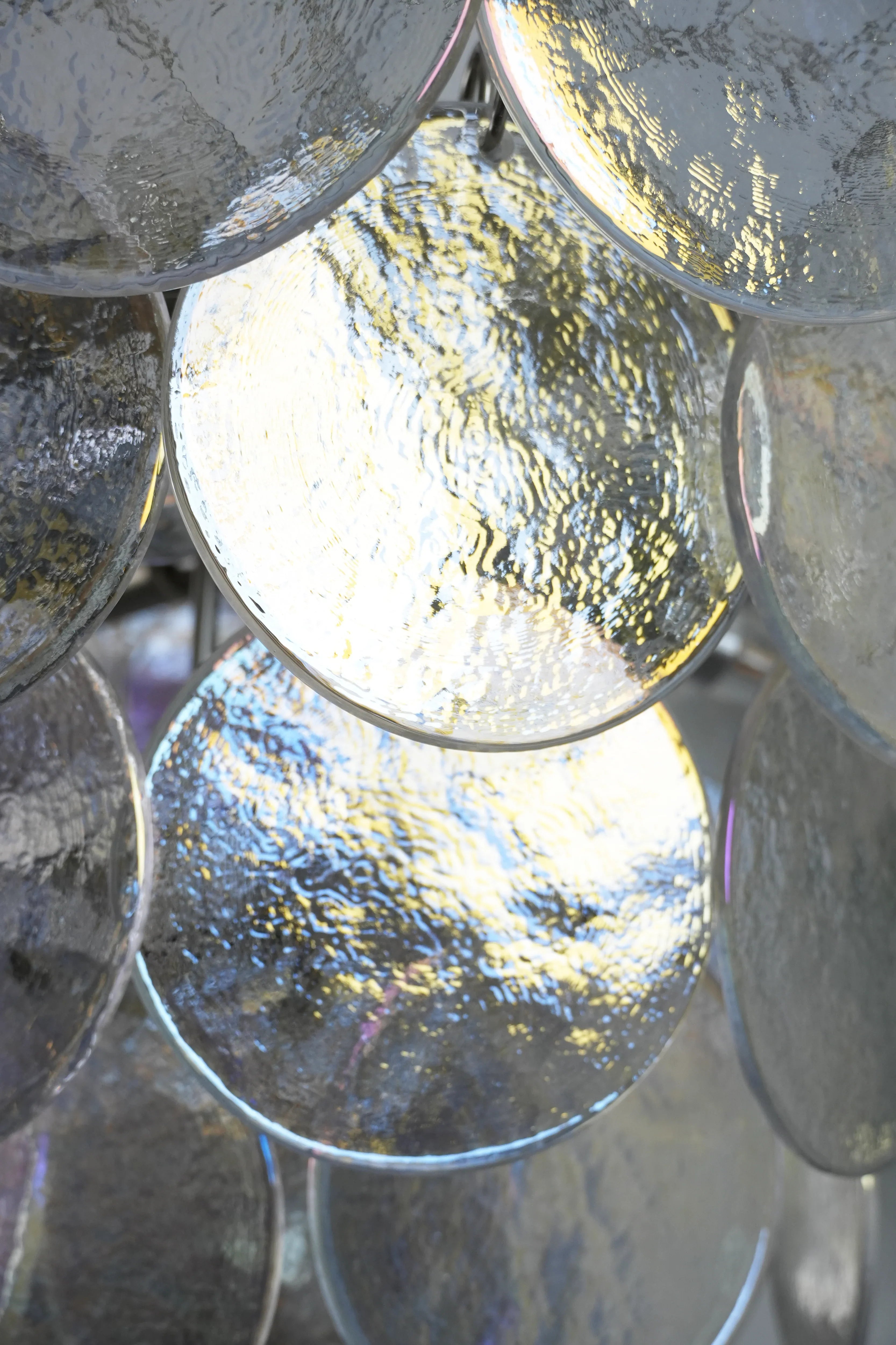 Elegant Murano Disc Iridescent Chandelier 27.6"