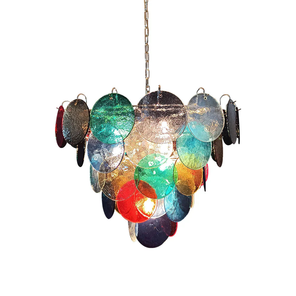 Elegant Murano Disc Multicolored Chandelier 27.6"
