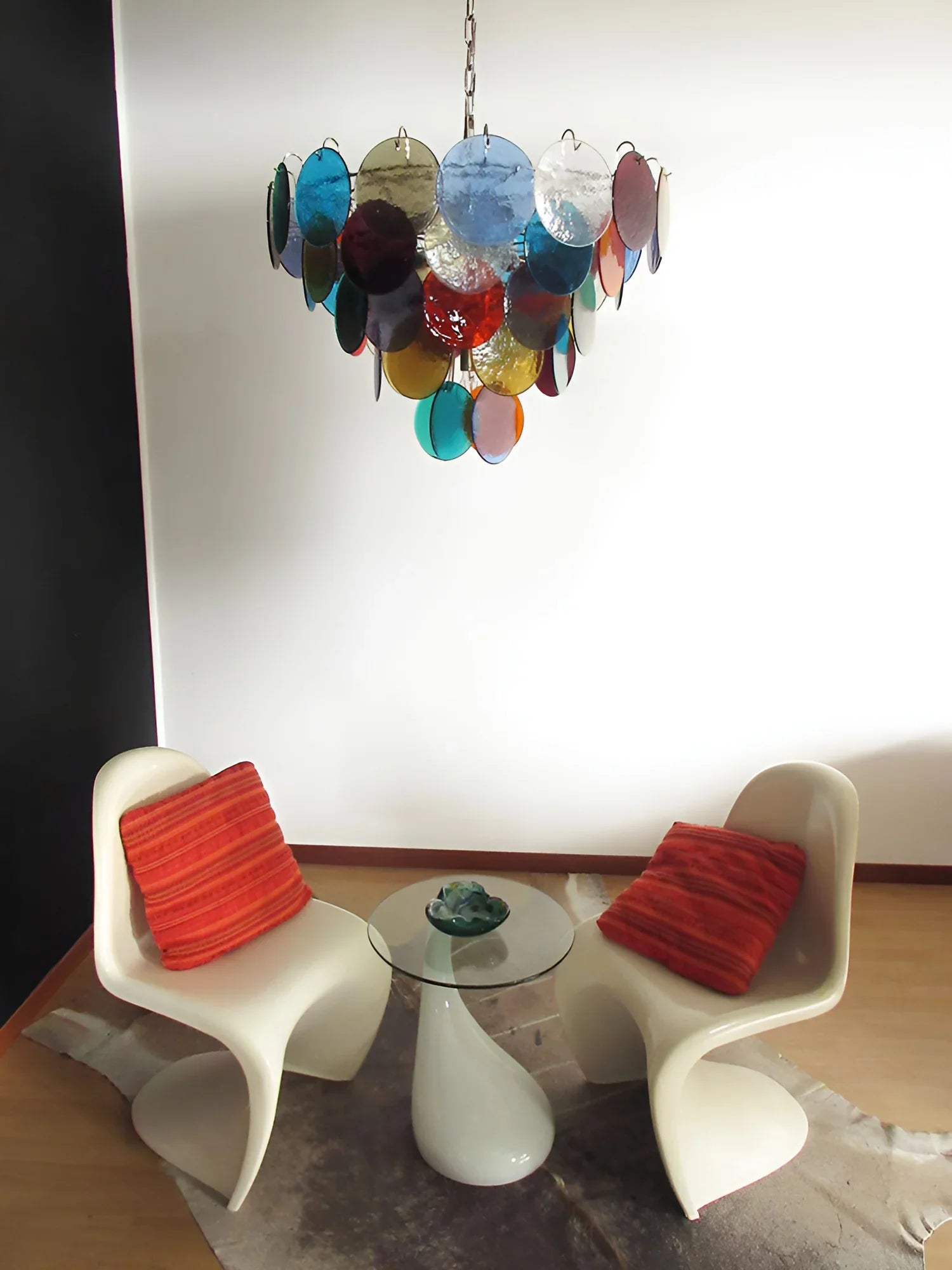 Elegant Murano Disc Multicolored Chandelier 27.6"