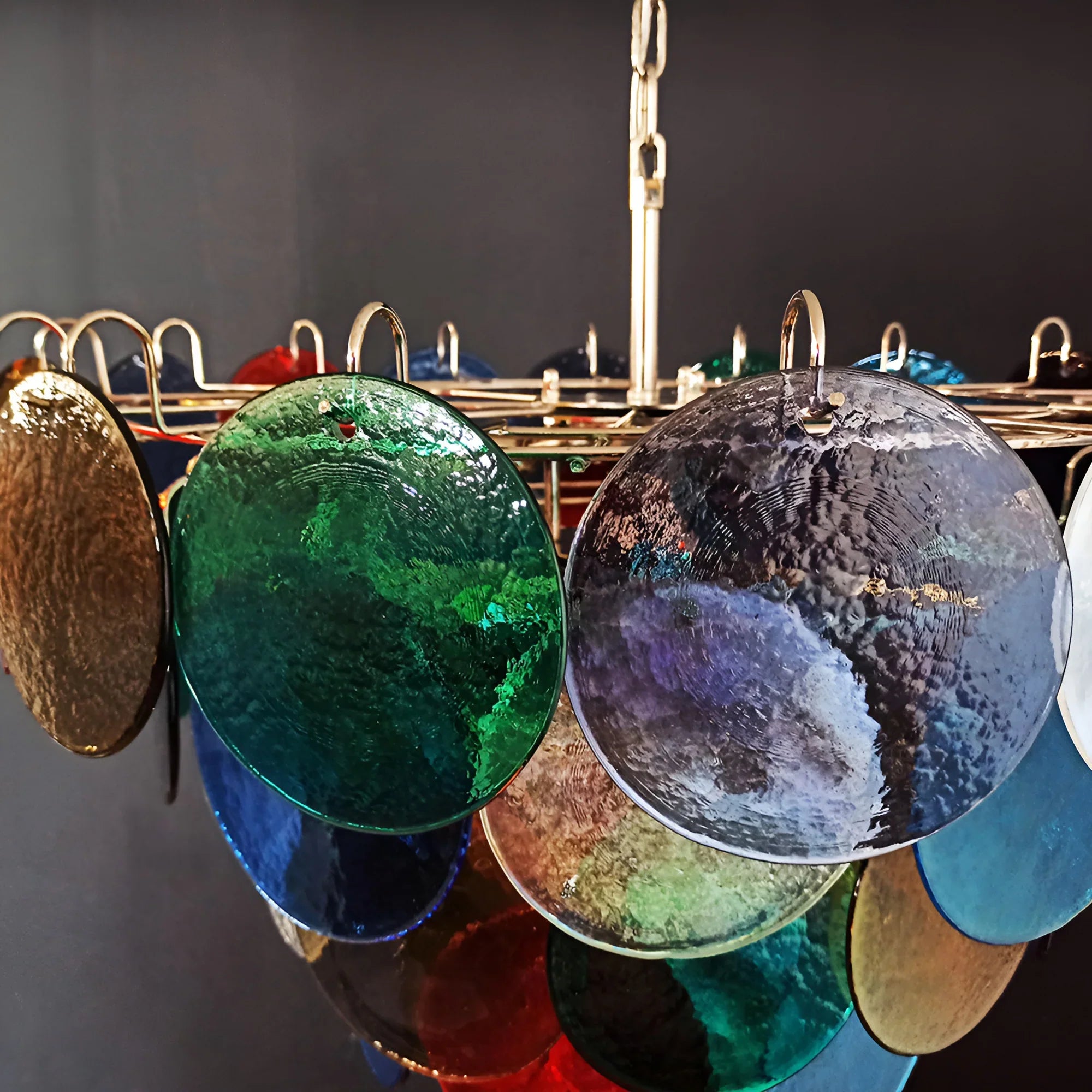 Elegant Murano Disc Multicolored Chandelier 27.6"