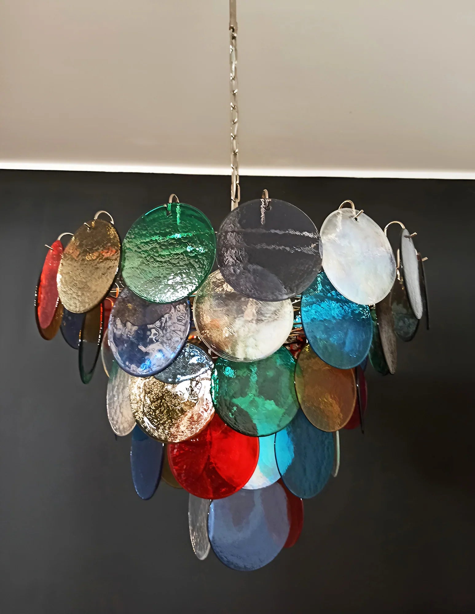 Elegant Murano Disc Multicolored Chandelier 27.6"