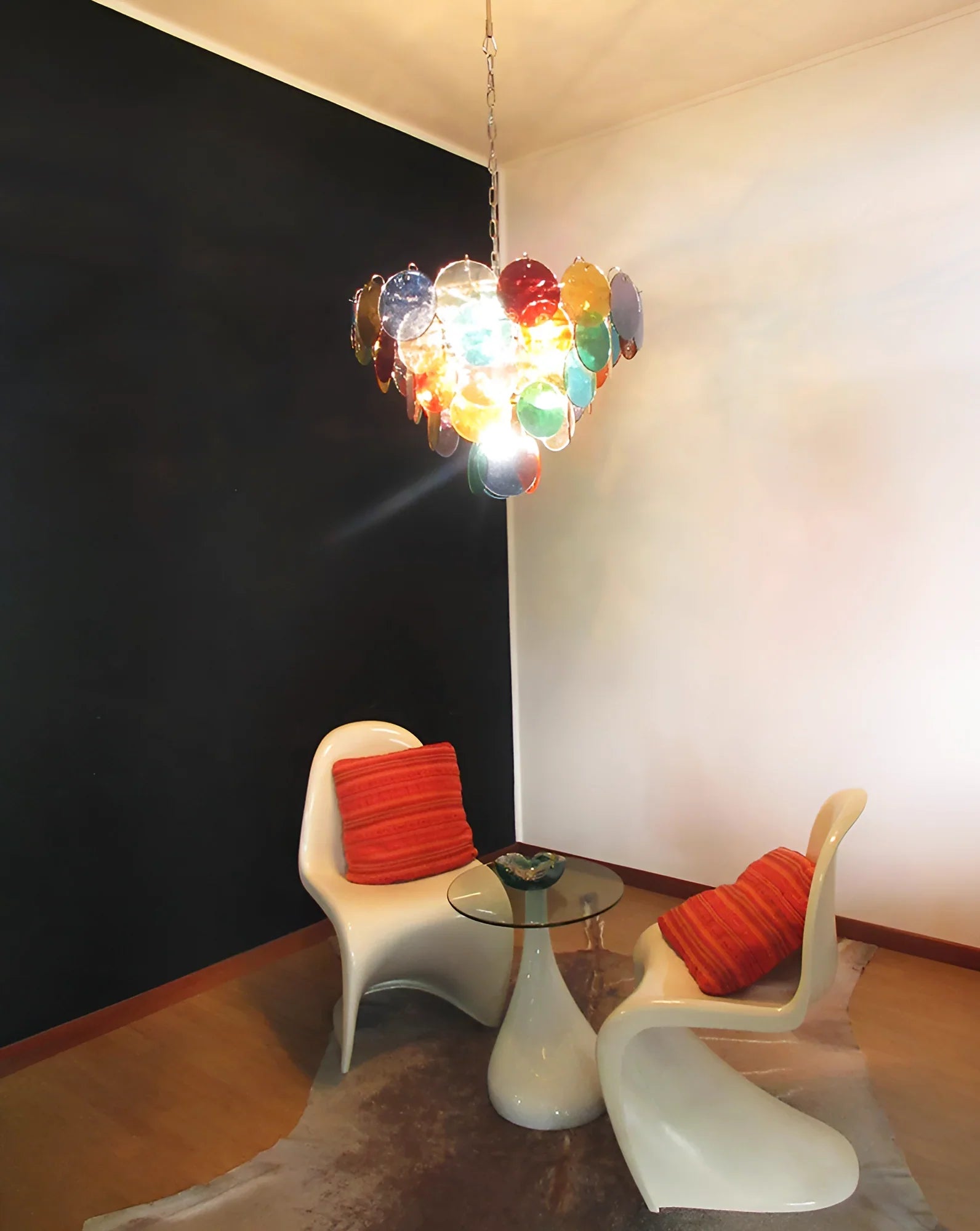 Elegant Murano Disc Multicolored Chandelier 27.6"