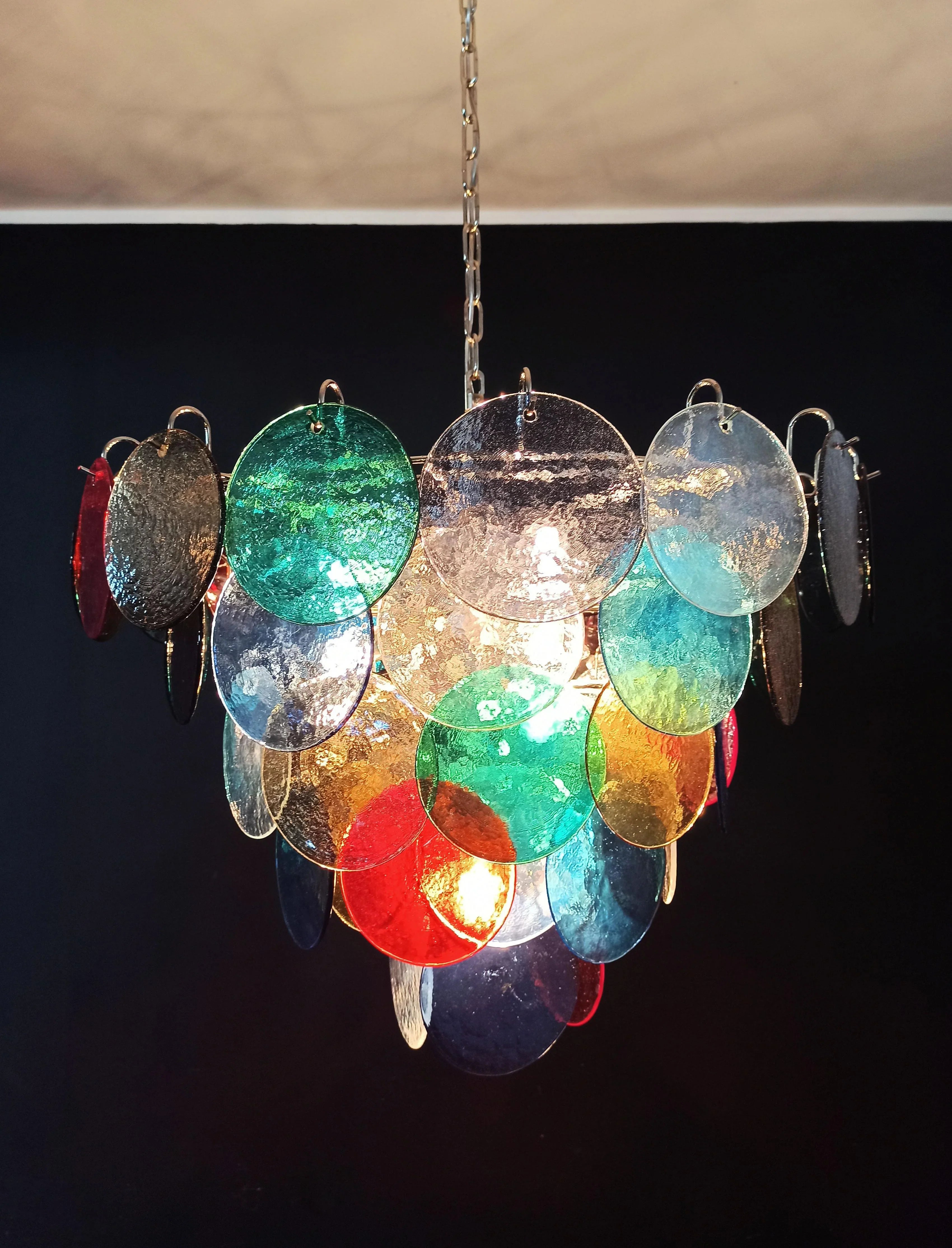 Elegant Murano Disc Multicolored Chandelier 27.6"