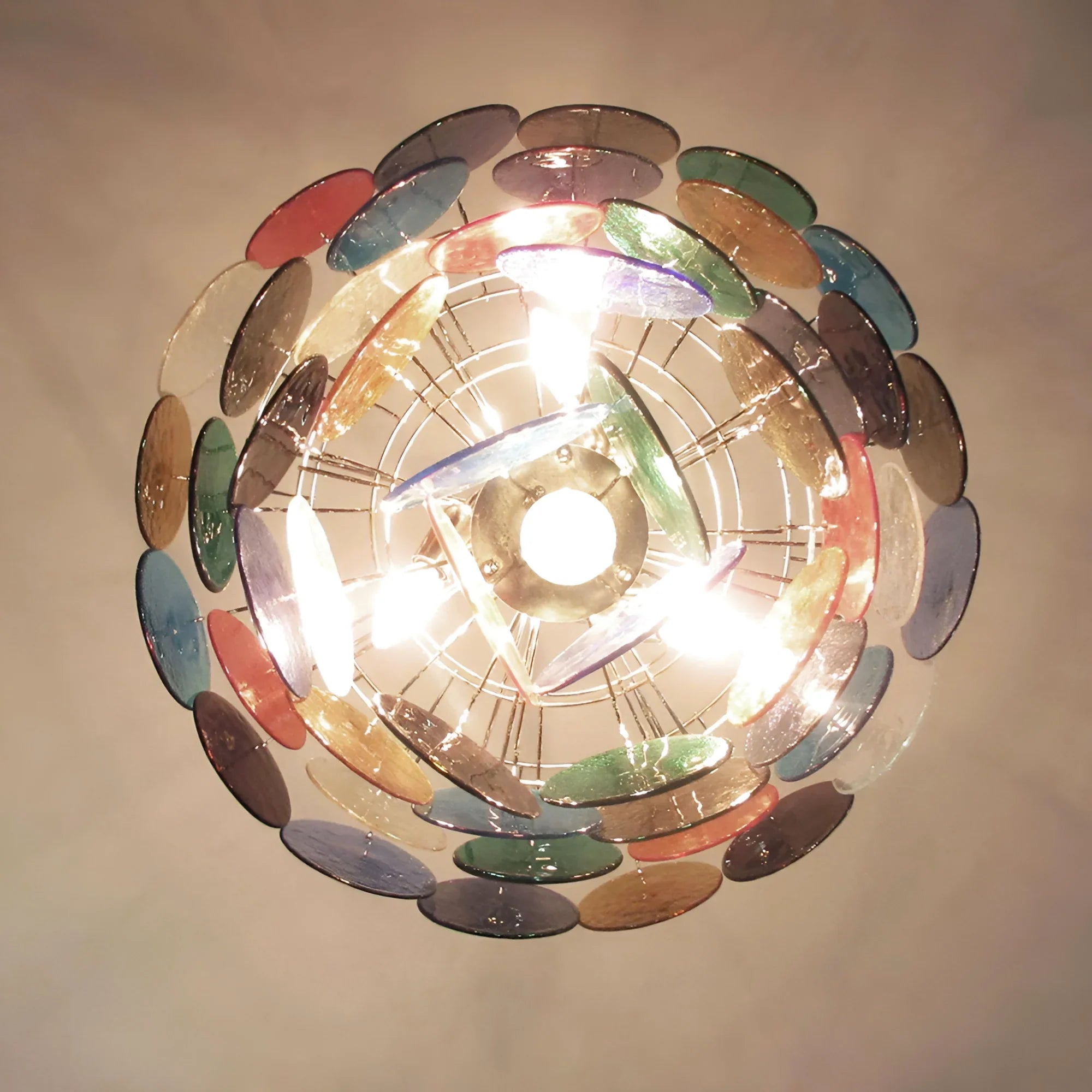 Elegant Murano Disc Multicolored Chandelier 27.6"