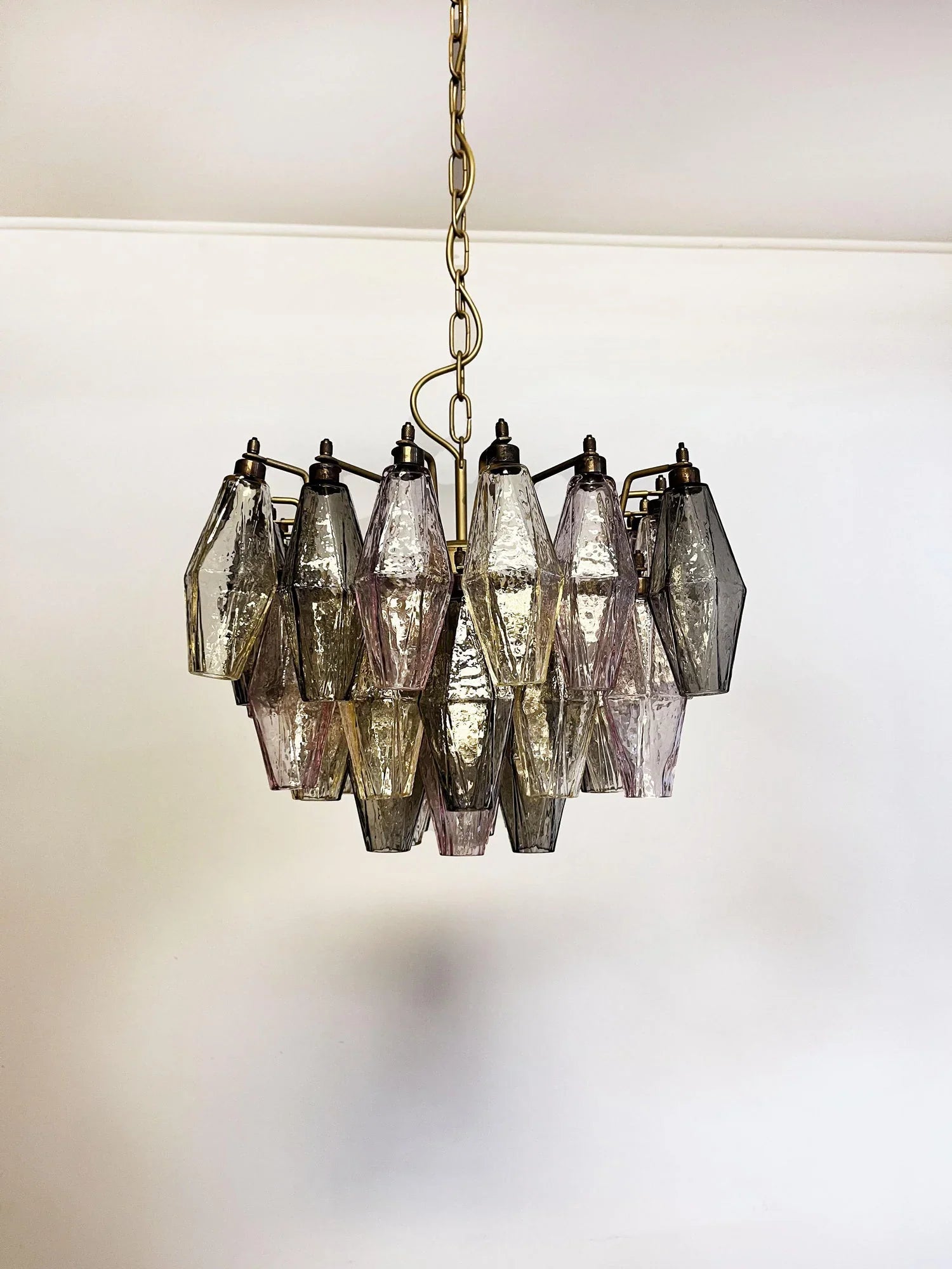 Elegant Murano Poliedri Multicolored Glass Chandelier 22"