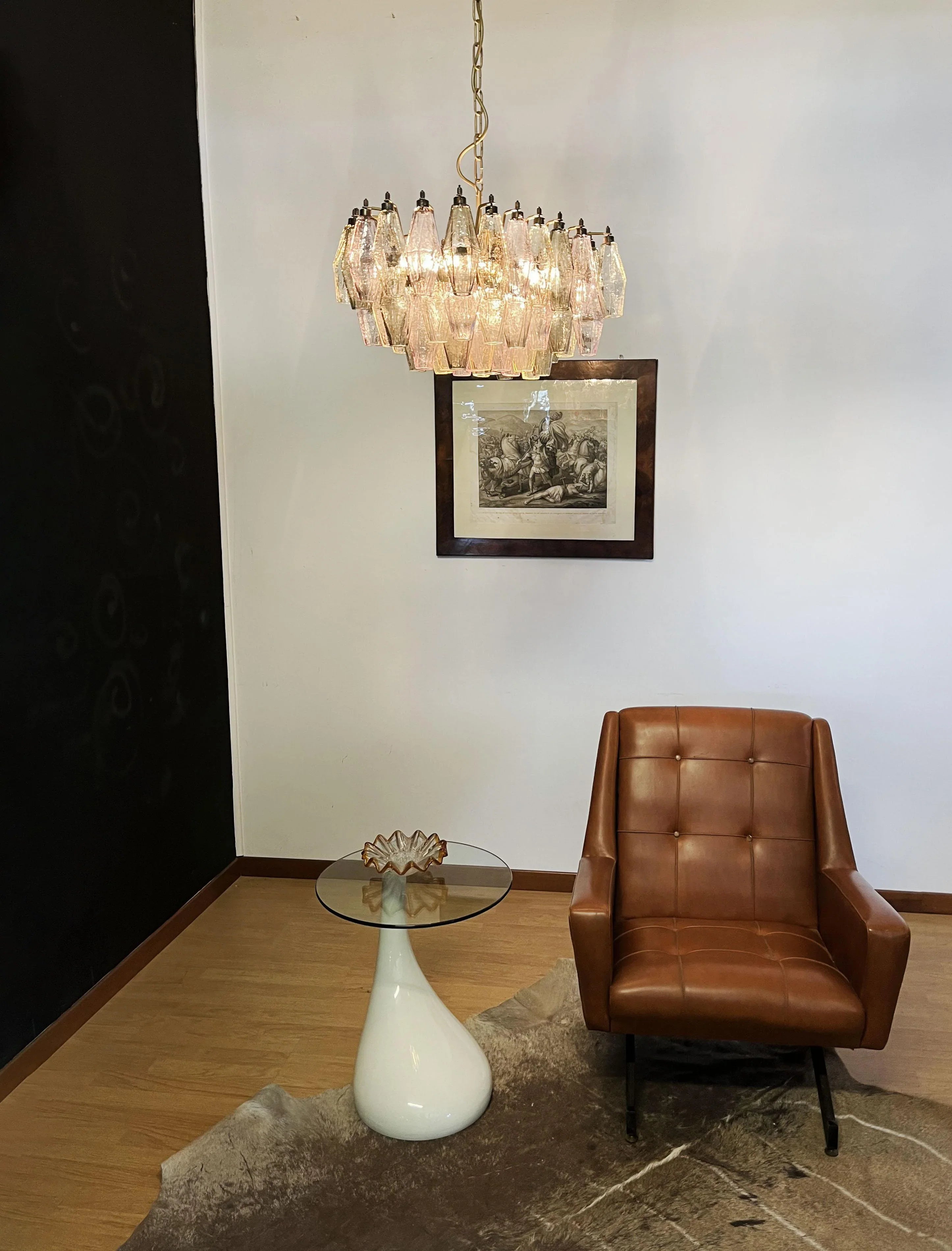 Elegant Murano Poliedri Multicolored Glass Chandelier 22"