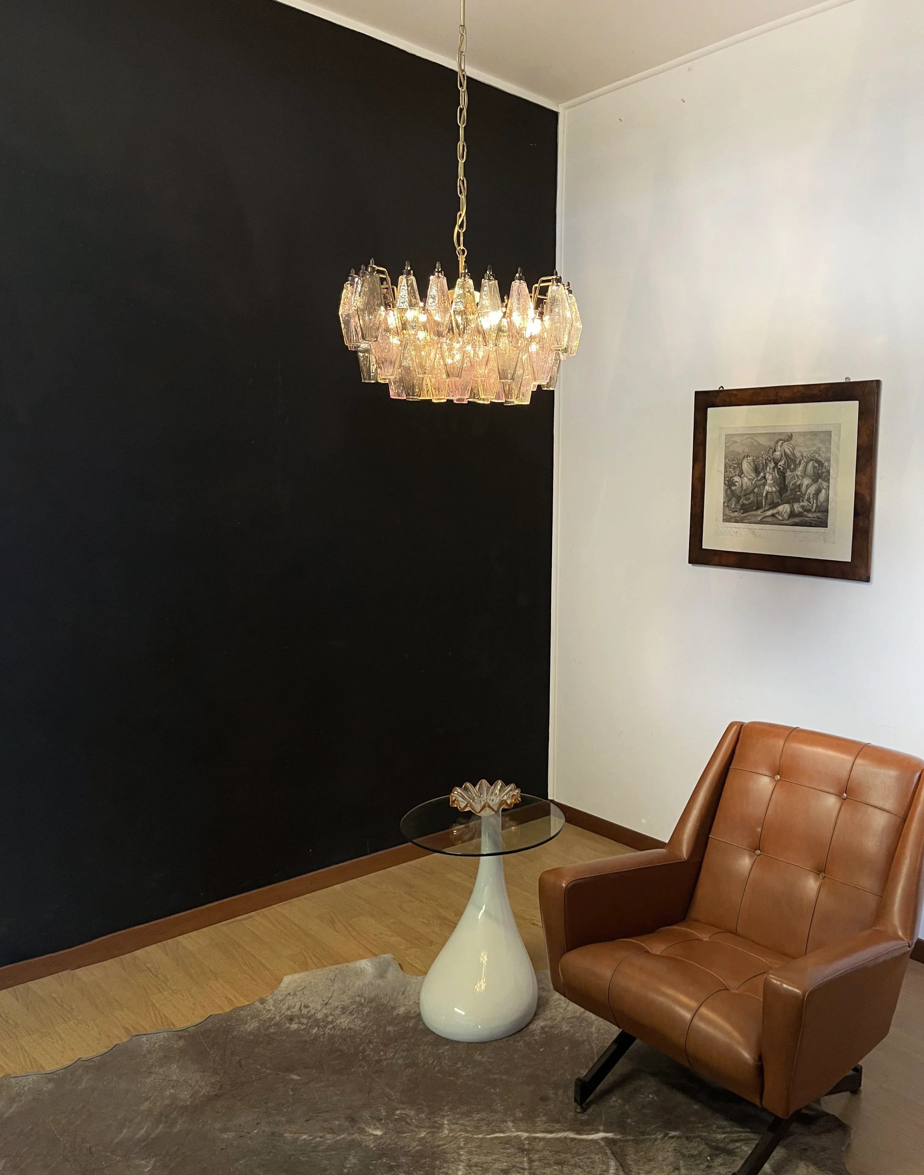 Elegant Murano Poliedri Multicolored Glass Chandelier 22"