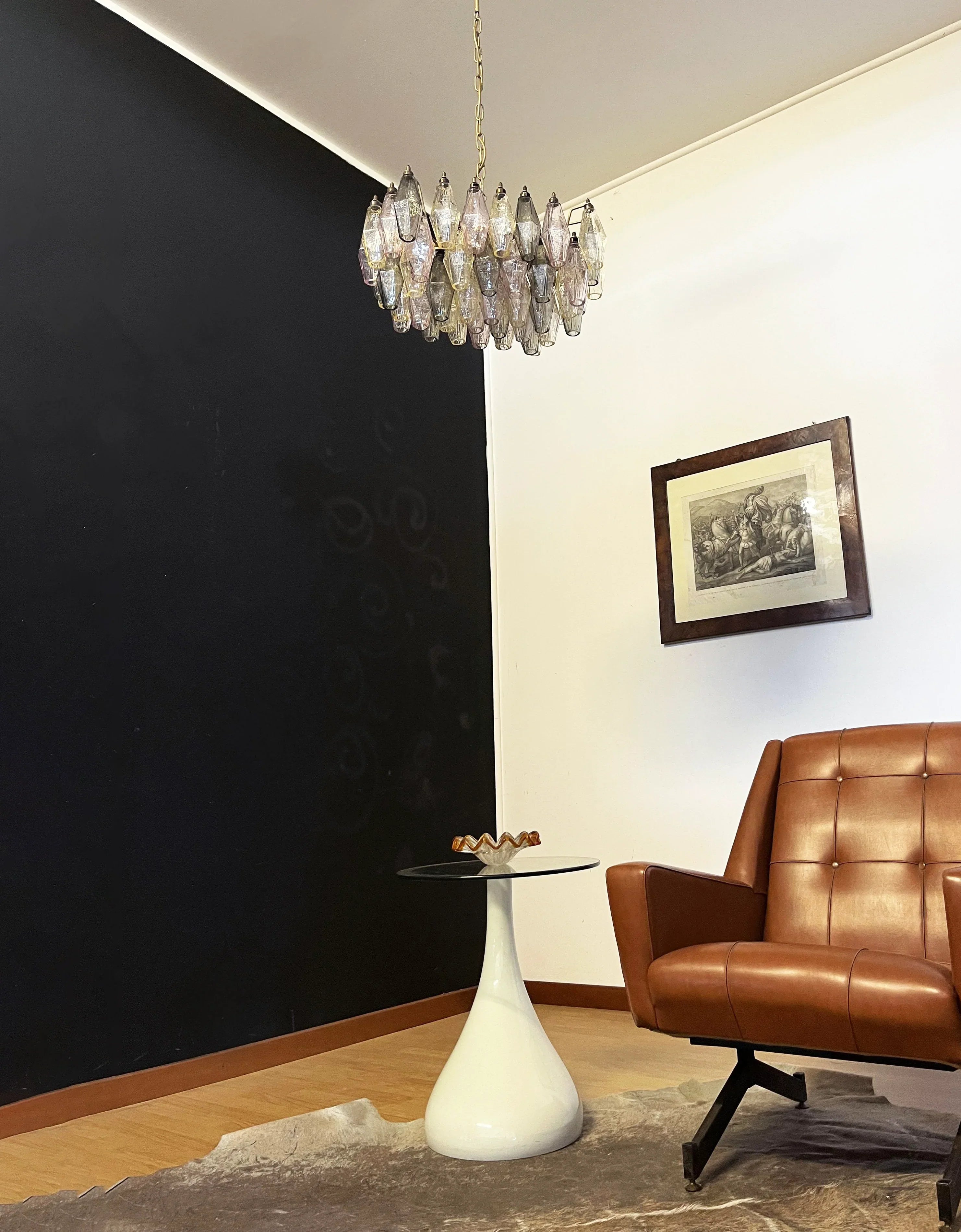 Elegant Murano Poliedri Multicolored Glass Chandelier 22"