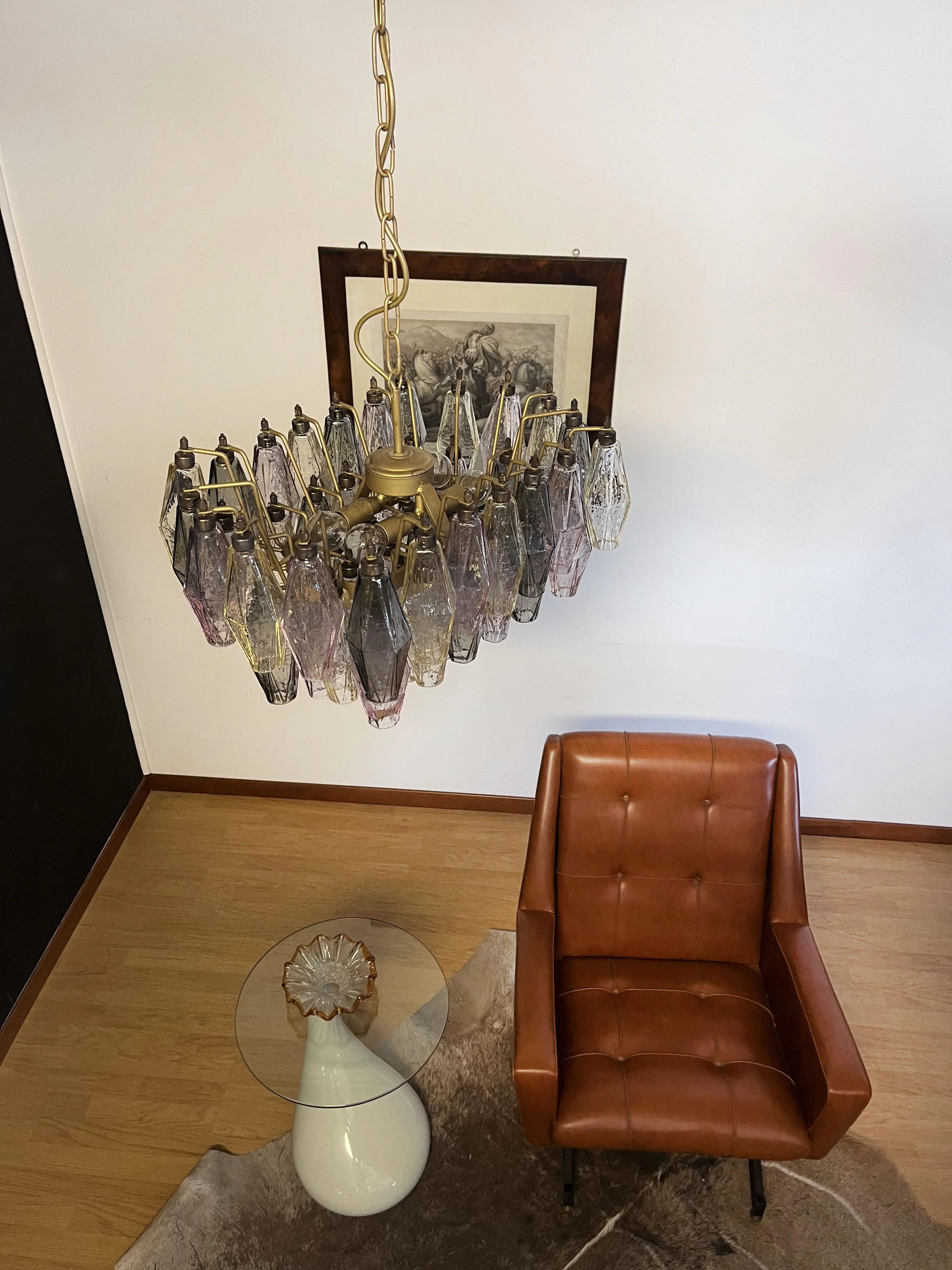 Elegant Murano Poliedri Multicolored Glass Chandelier 22"