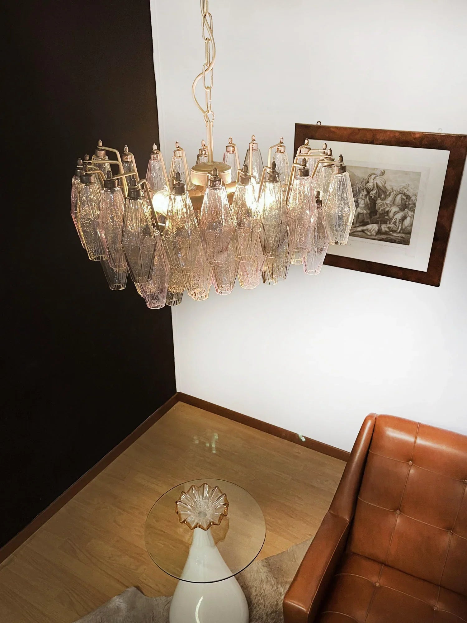 Elegant Murano Poliedri Multicolored Glass Chandelier 22"