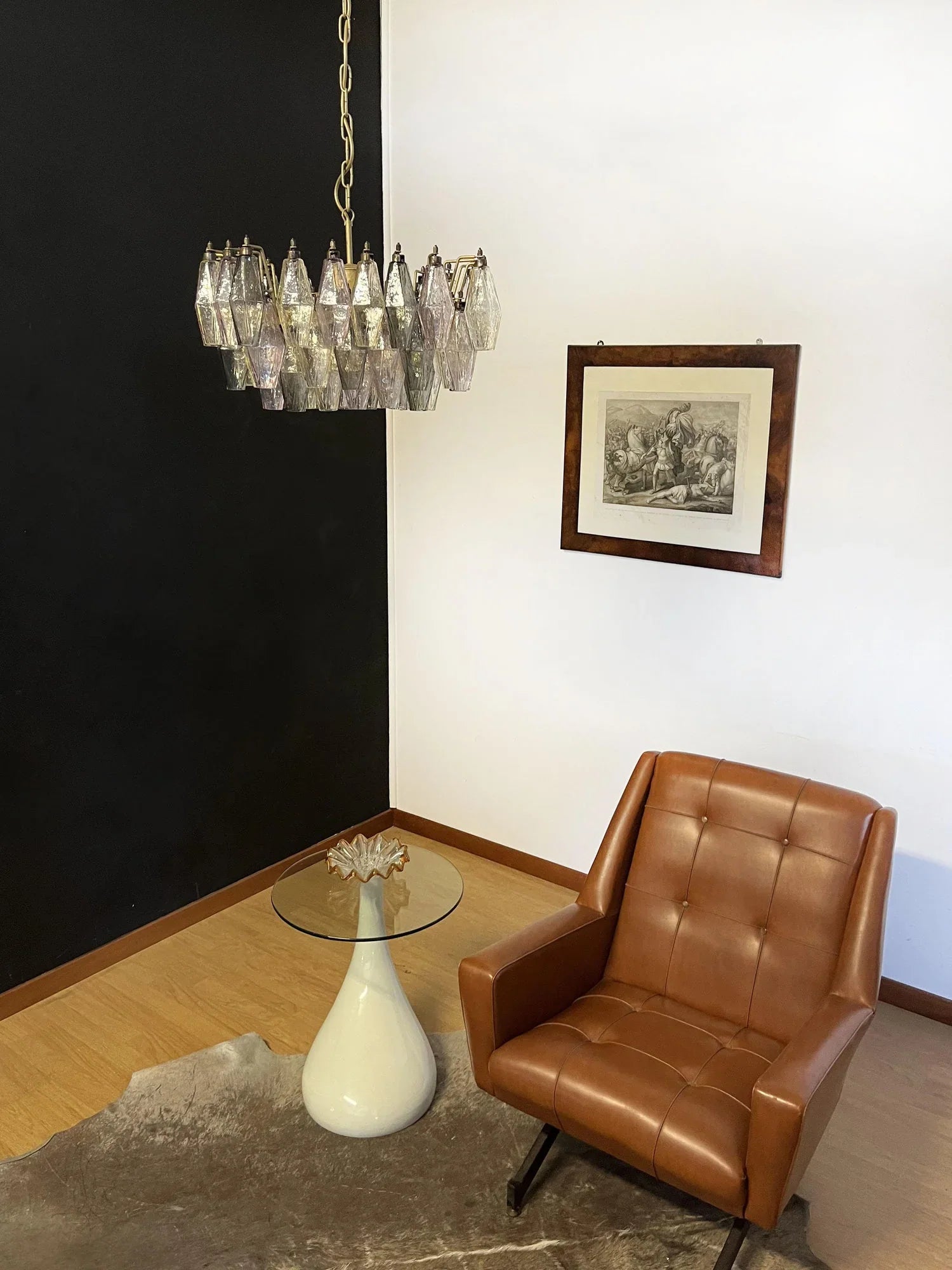 Elegant Murano Poliedri Multicolored Glass Chandelier 22"