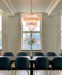 Elegant Pink Murano Glass Tube Chandelier 25.6"