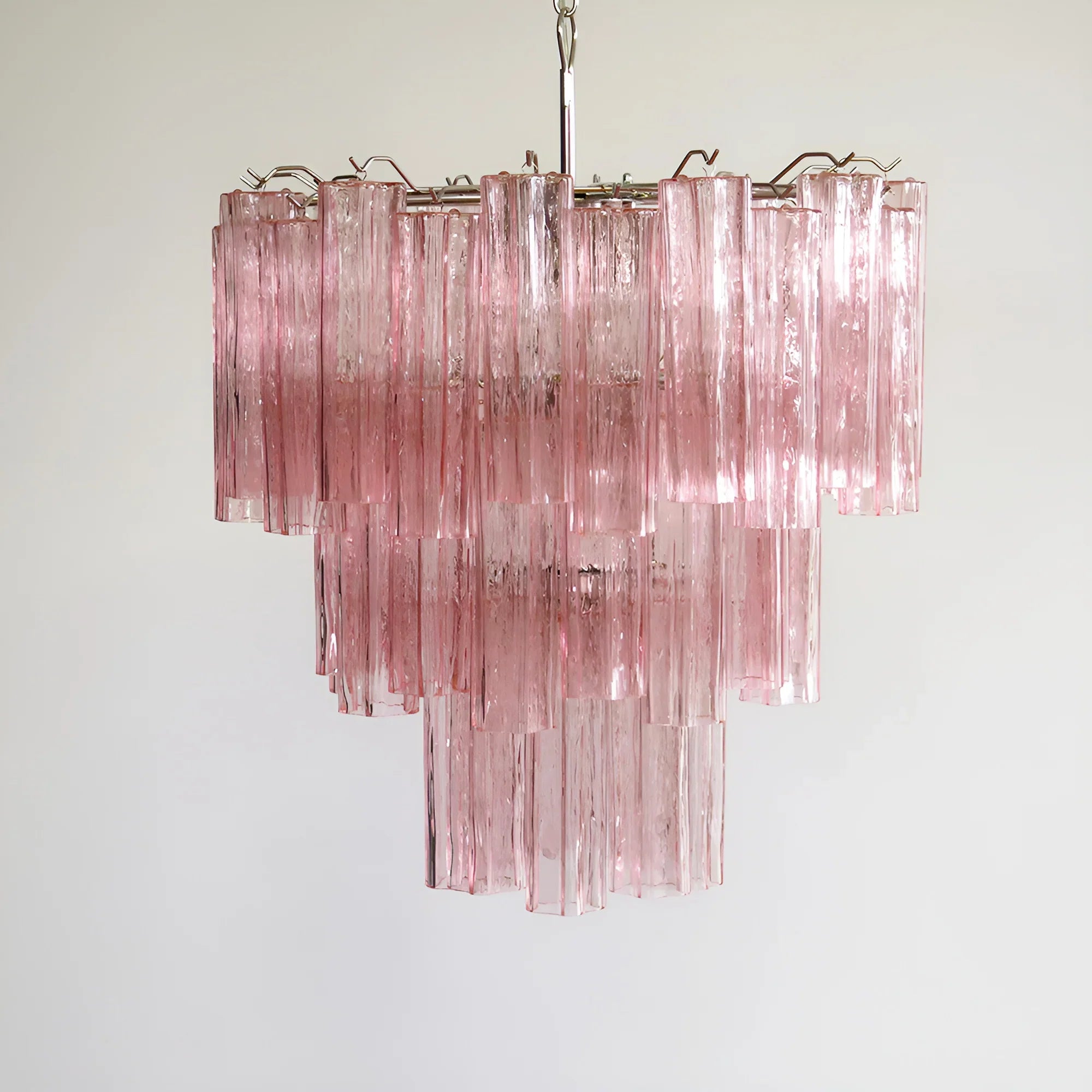 Elegant Pink Murano Glass Tube Chandelier 25.6"